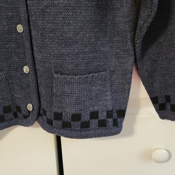 Vintage Tally Ho Women's Blue & Gray Button Front Cardigan Sweater Size Med - Picture 5 of 8